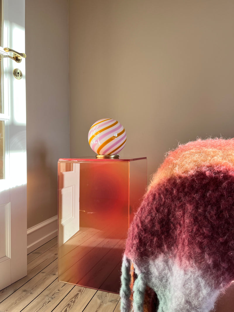 Murano Candy table lamp yellow/pink swirl D:20 cm
