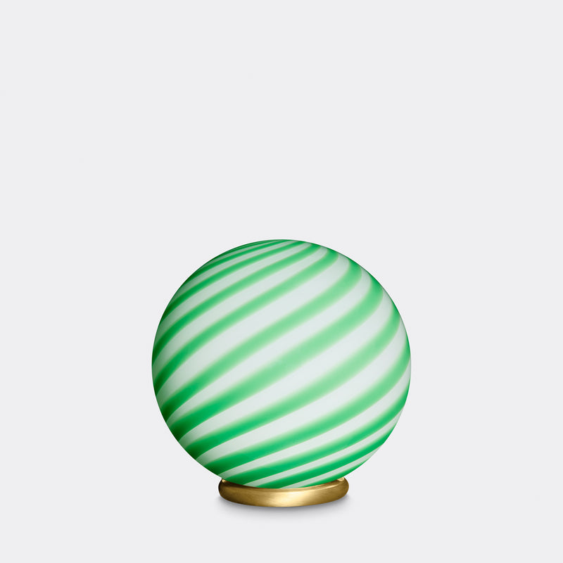 Murano Candy Table Lamp Green/White Swirl D:20 cm