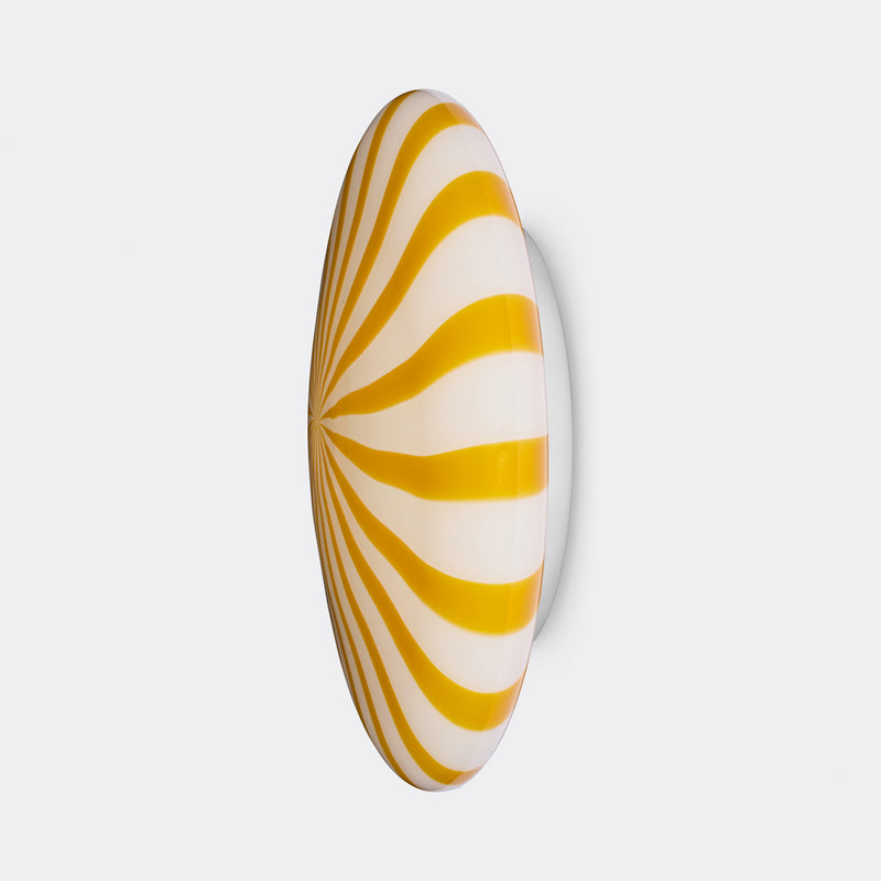 Large Murano Candy flush mount yellow/white stripes D: 40 cm