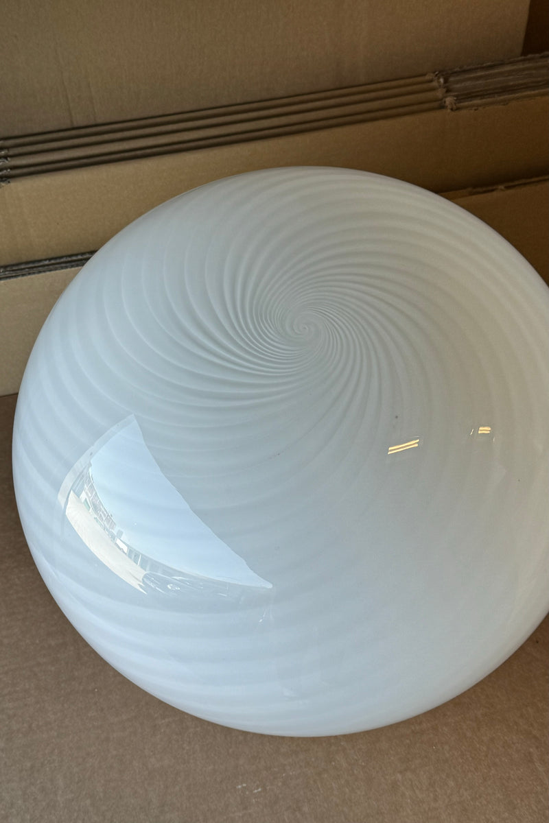 Large vintage Murano oval white swirl pendant lamp D: 40 cm