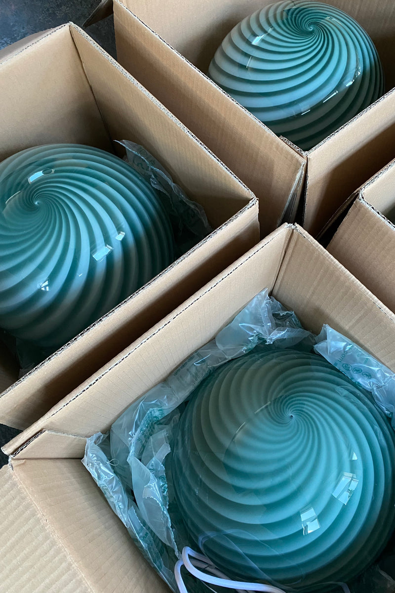 Murano Candy pendel petrolium grøn swirl D:30 cm (2. sortering - sendes ikke)