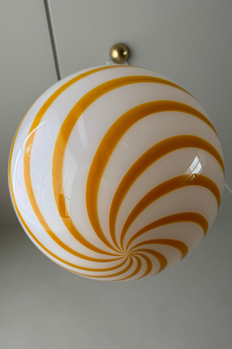 Large Murano Candy pendant yellow/white swirl D: 40 cm