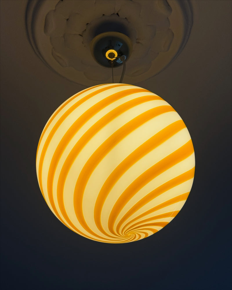 Murano Candy pendant yellow/white swirl D: 30 cm