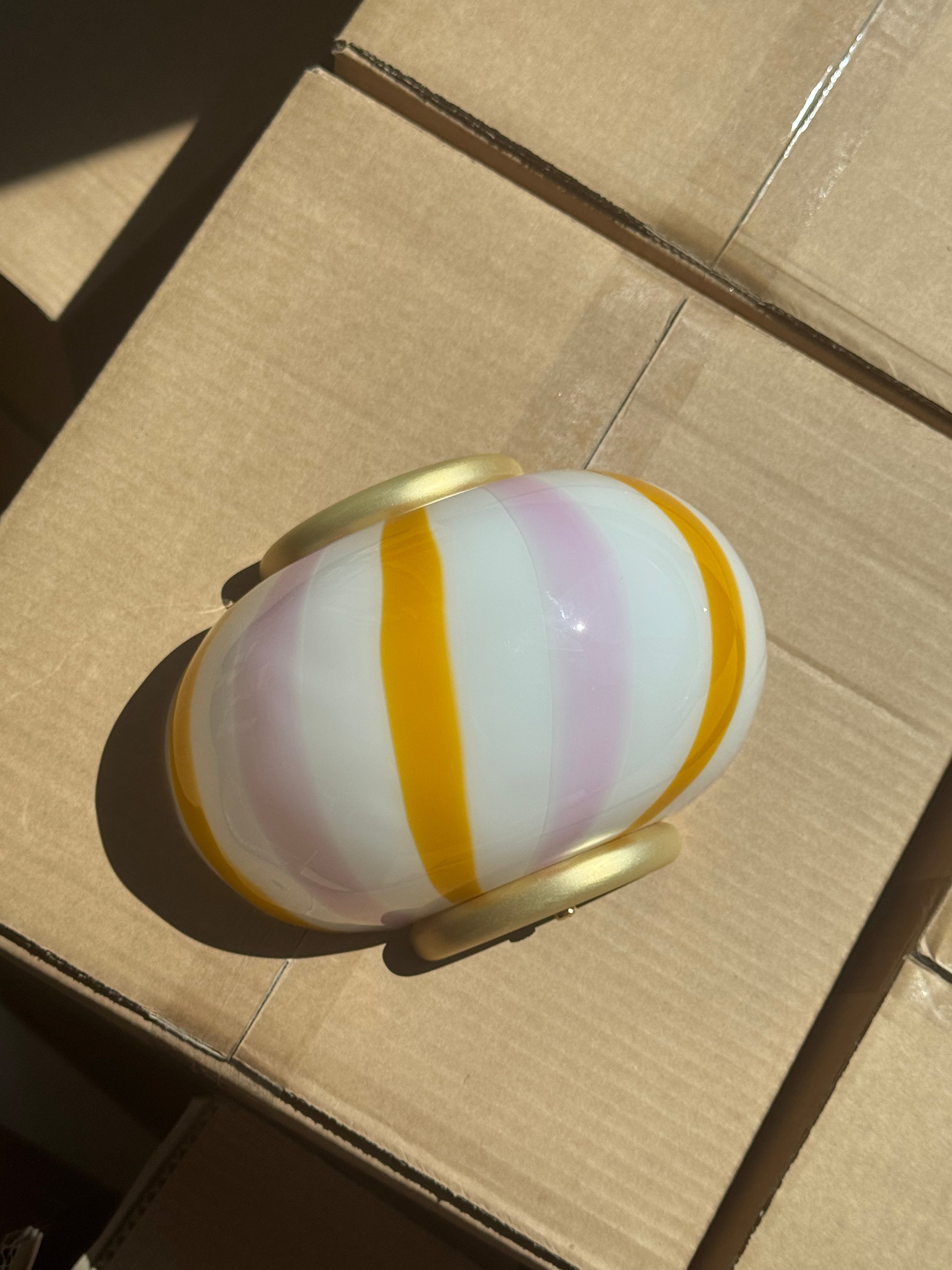 Murano Candy væglampe lyserøde/gule striber 21x15cm