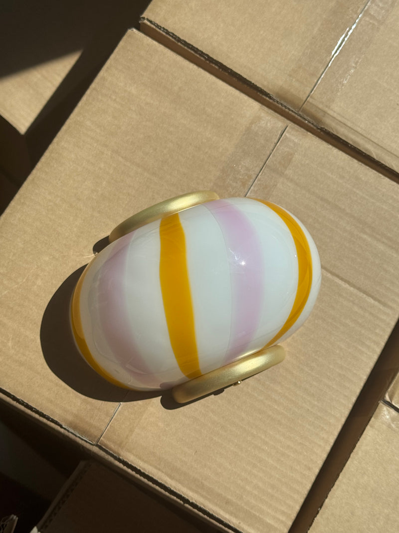 Murano Candy væglampe lyserøde/gule striber 21x15cm