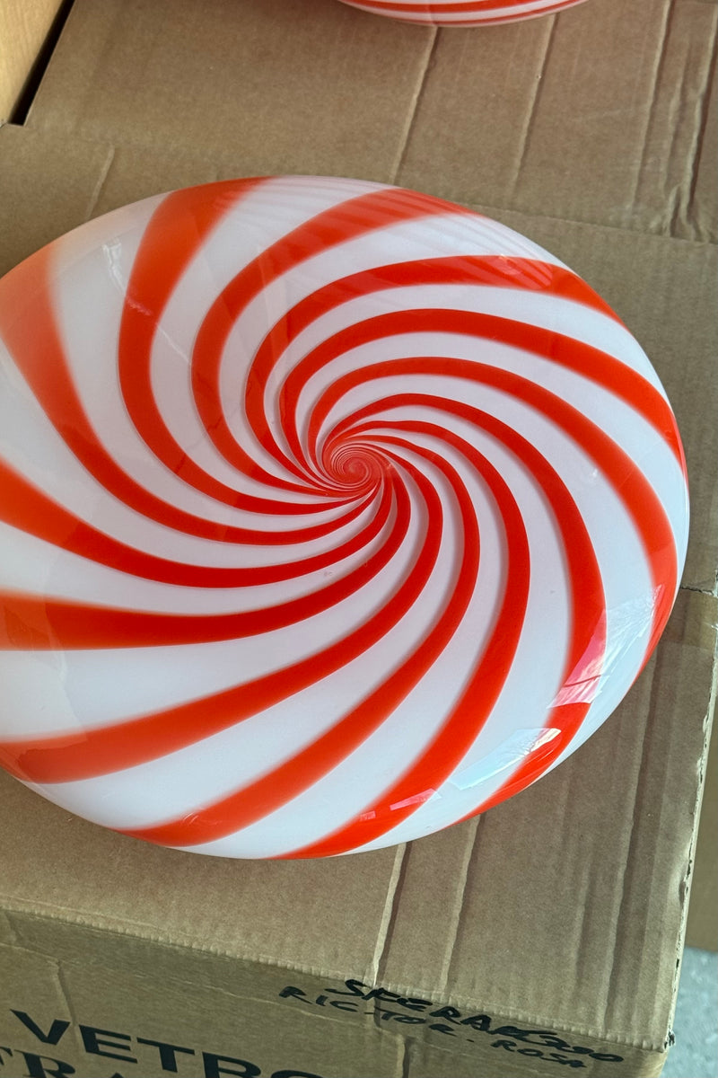 Murano Candy plafond red/white swirl D: 30 cm