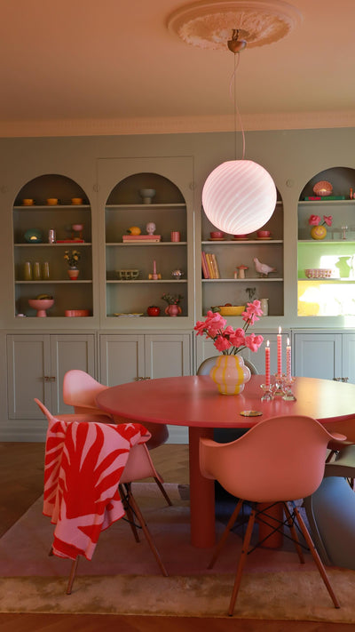 Stor Murano Candy pendel bubble gum lyserød D:40 cm