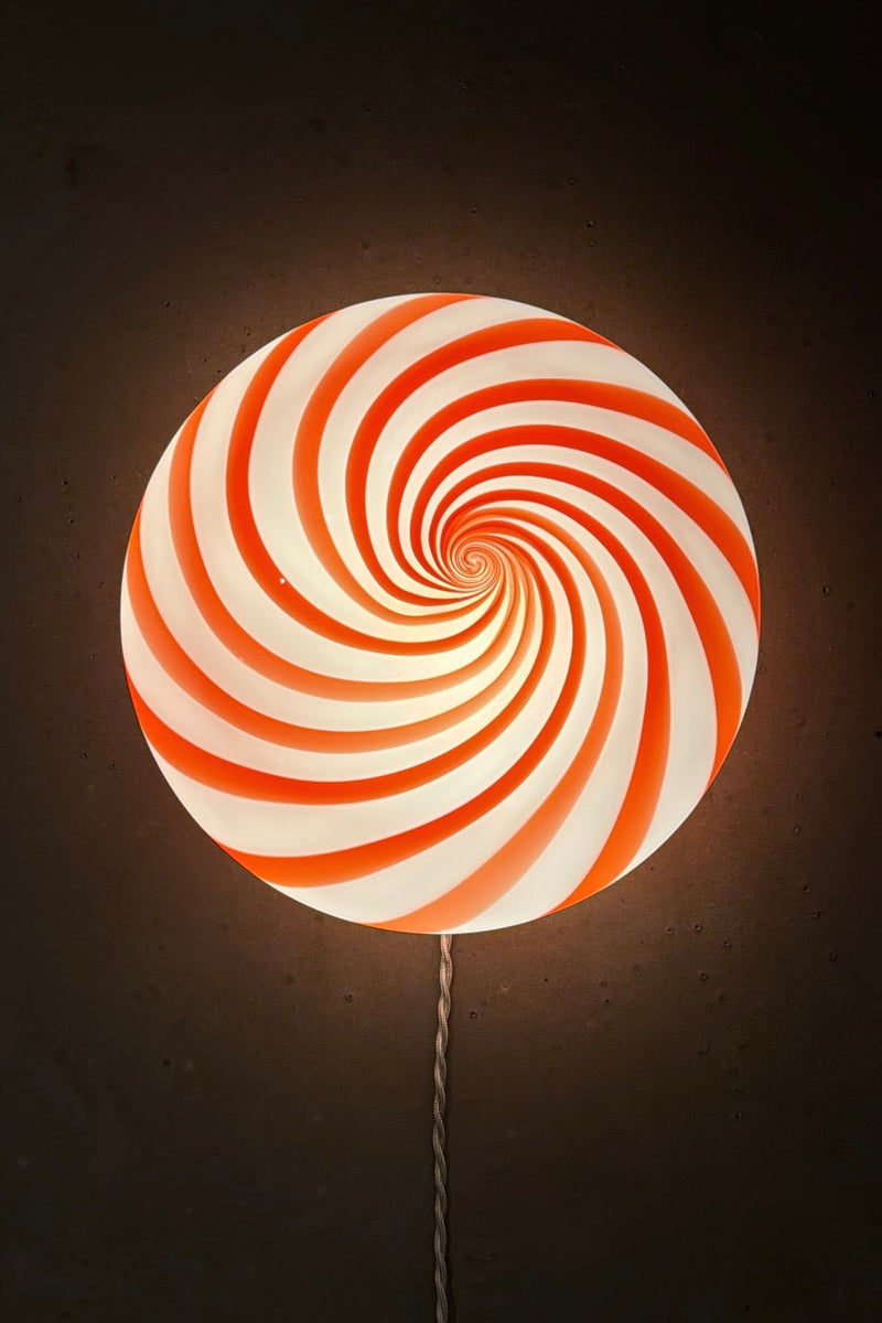 Murano Candy plafond red/white swirl D: 30 cm