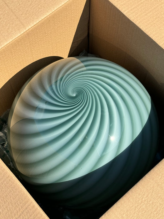 Stor Murano Candy pendel petrolium grøn swirl D:40 cm (2. sortering)