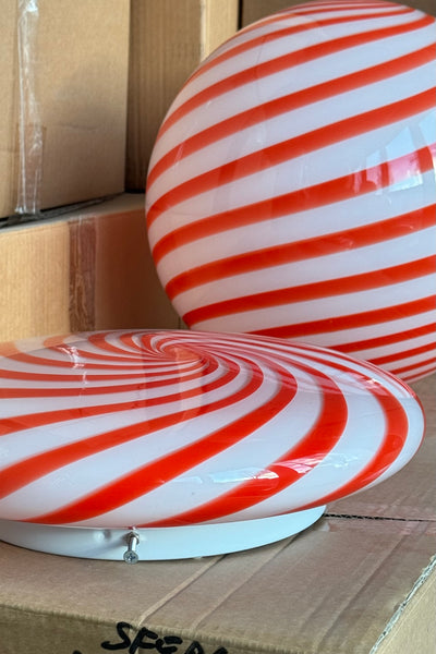 Murano Candy plafond red/white swirl D: 30 cm