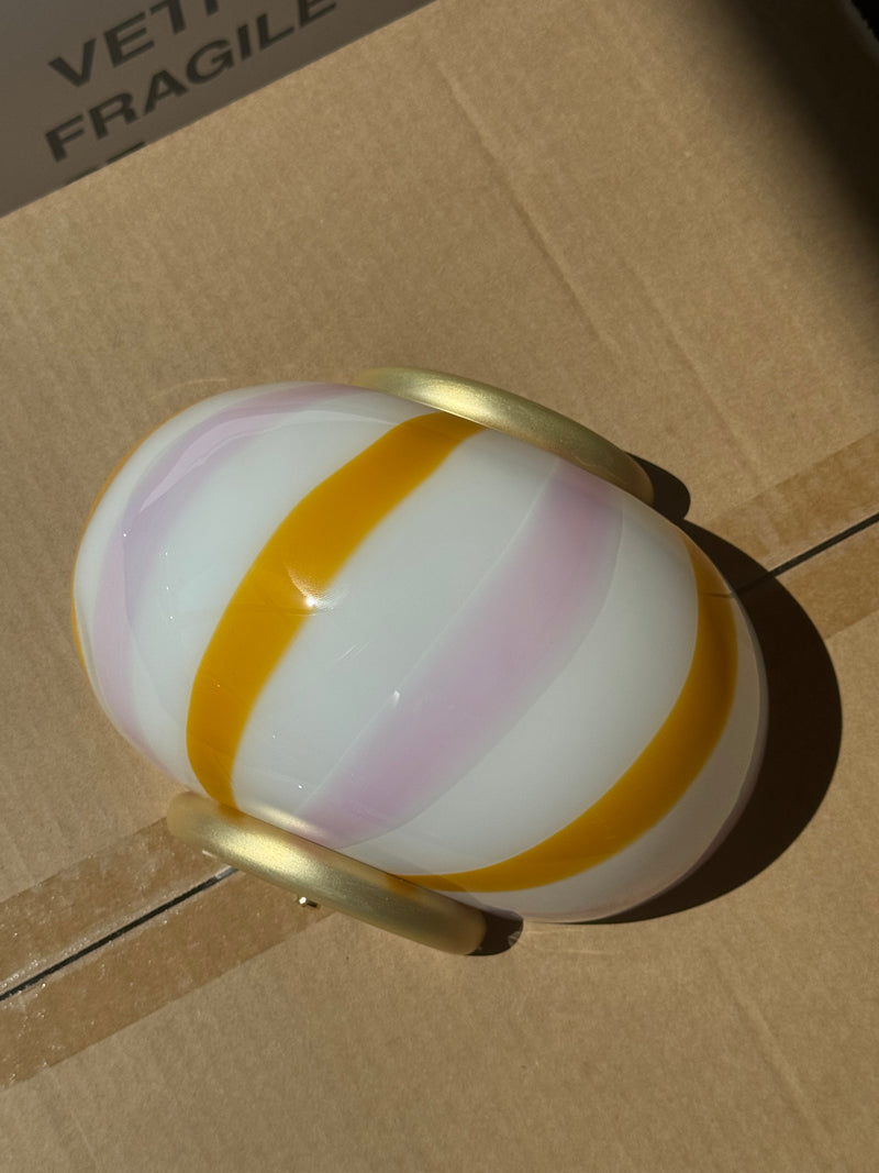 Murano Candy væglampe lyserøde/gule striber 21x15cm