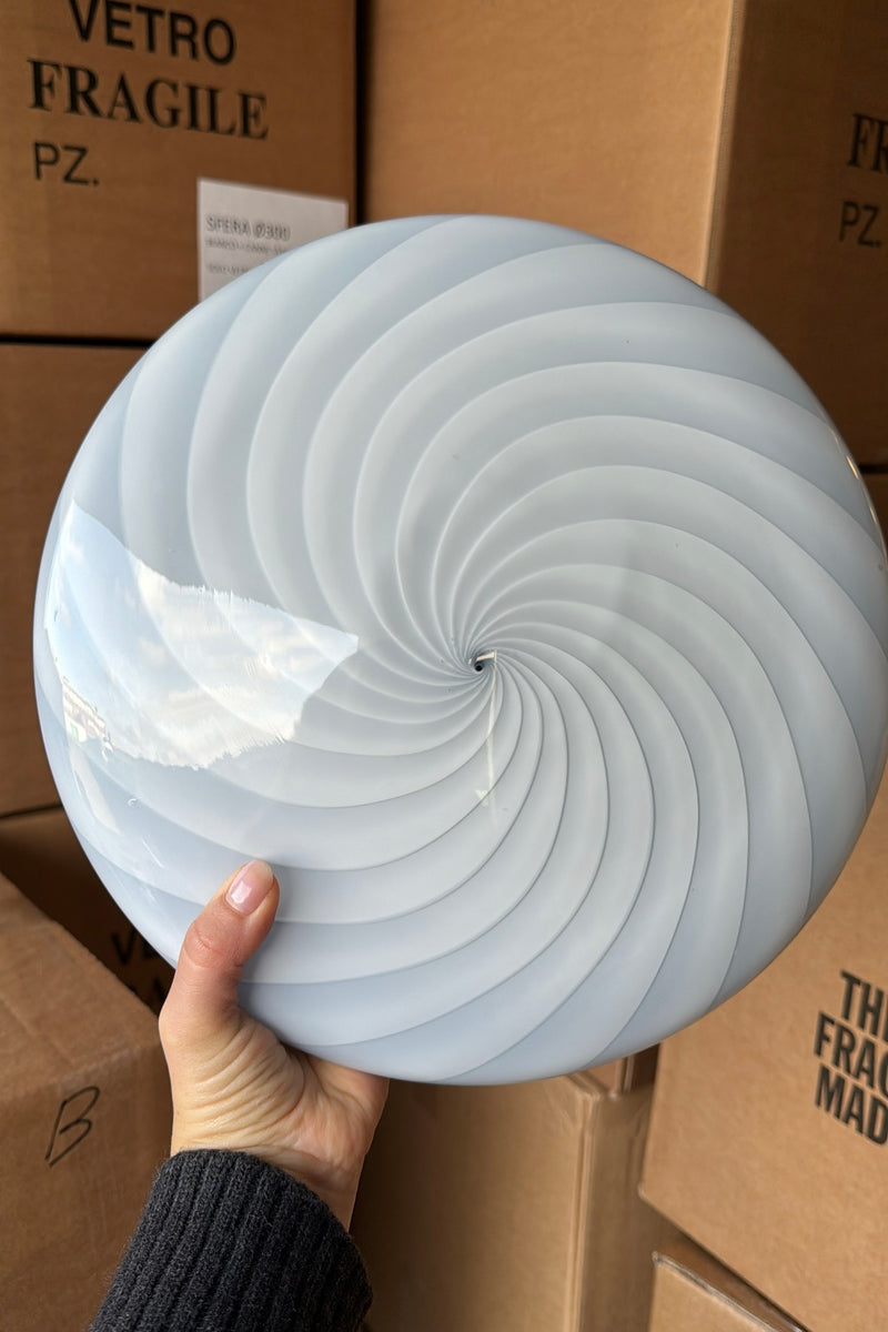 Murano Candy plafond lyseblå swirl D:30 cm