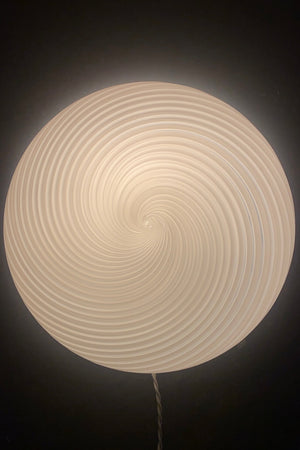 Vintage Murano white swirl plafond ceiling lamp / wall lamp D: 40 cm