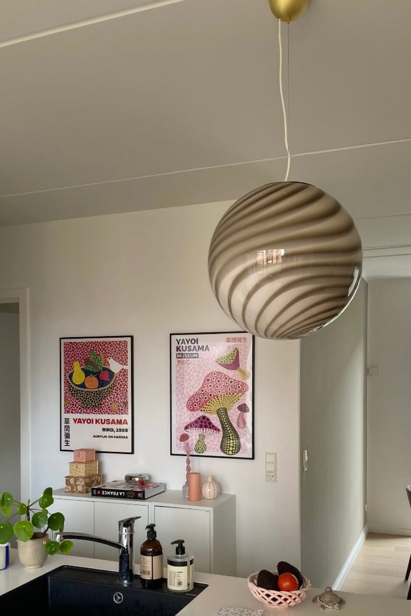 Large Murano Candy pendant light gray brown swirl D: 40 cm