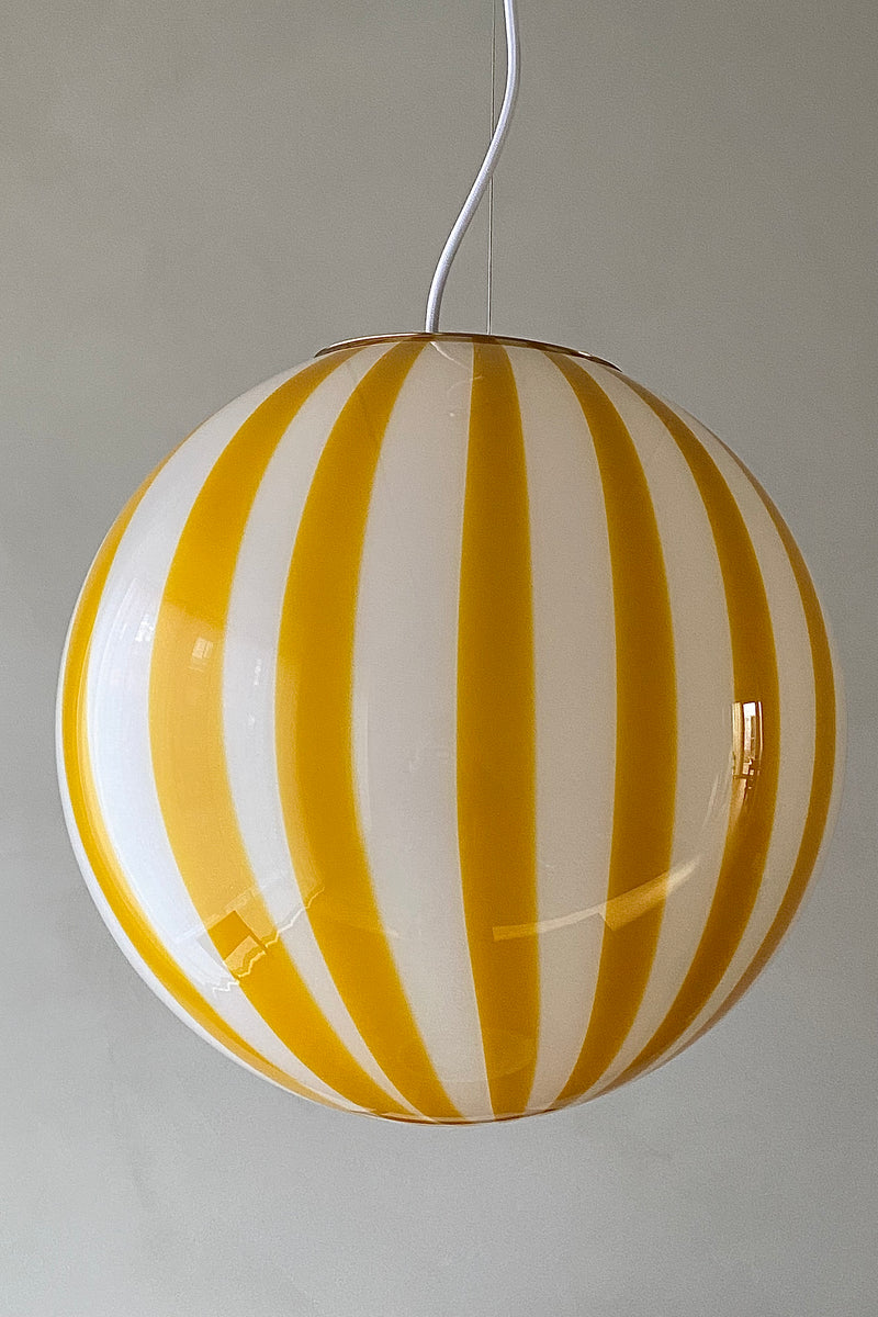 Large Murano Candy pendant yellow/white vertical stripes D: 40 cm