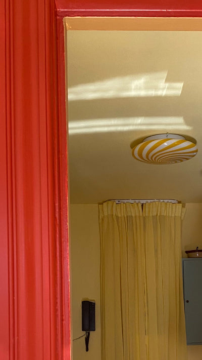 Murano Candy plafond gul swirl D:30 cm