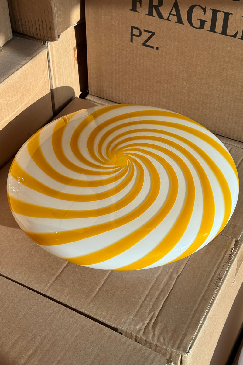 Murano Candy ceiling yellow/white swirl D: 30 cm