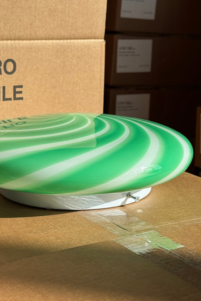 Murano Candy Plafond Green/White Swirl D: 30 cm