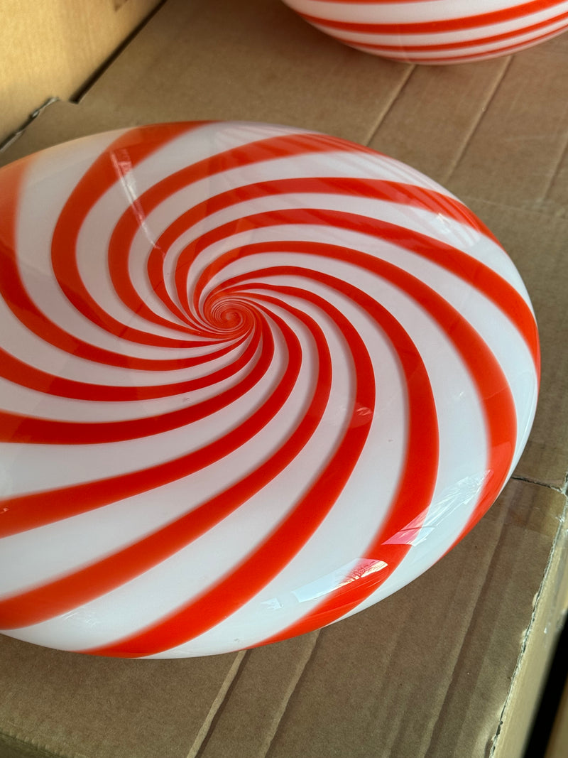 Murano Candy plafond red/white swirl D: 30 cm