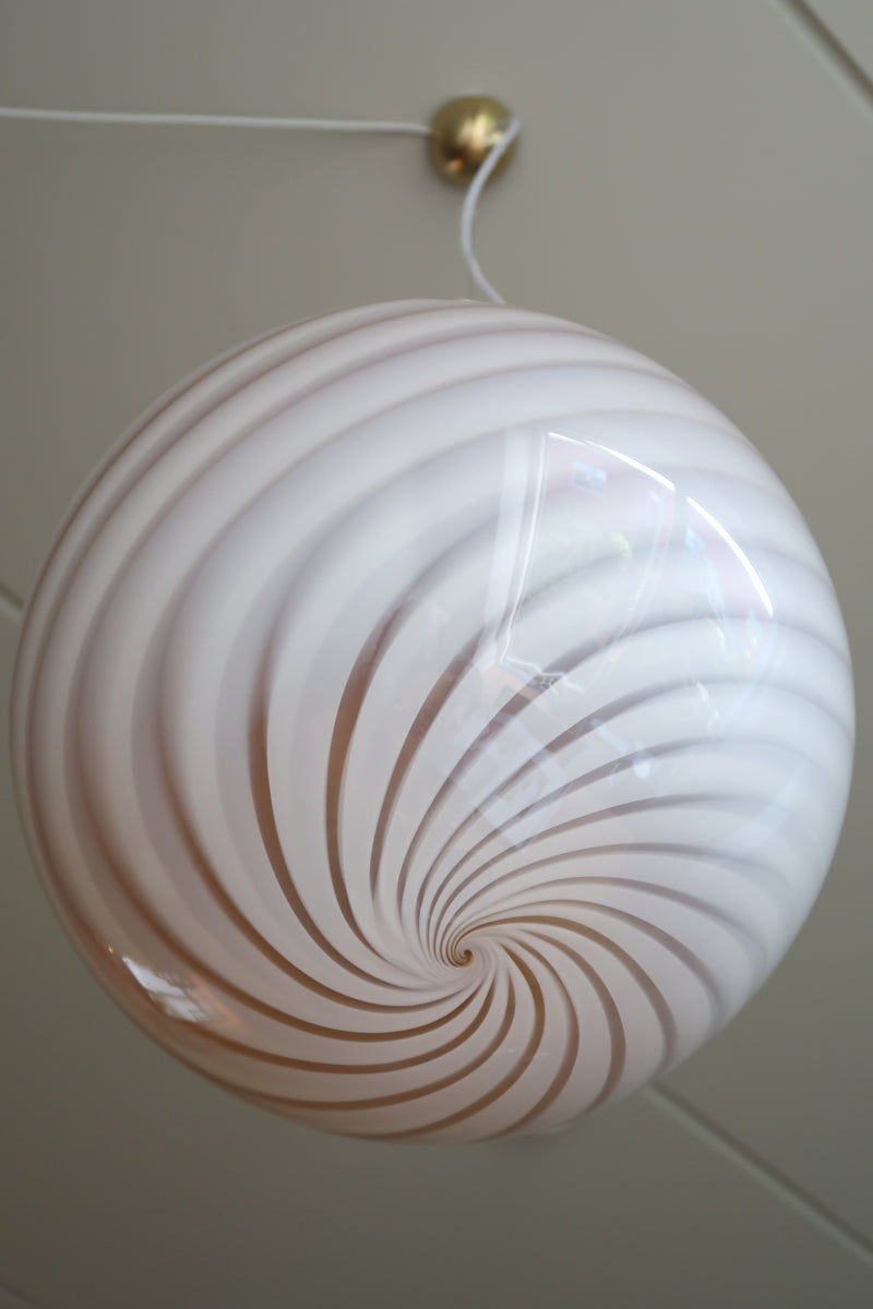 Big Murano Candy Round Pendant Caramel Cream Swirl D: 40 cm