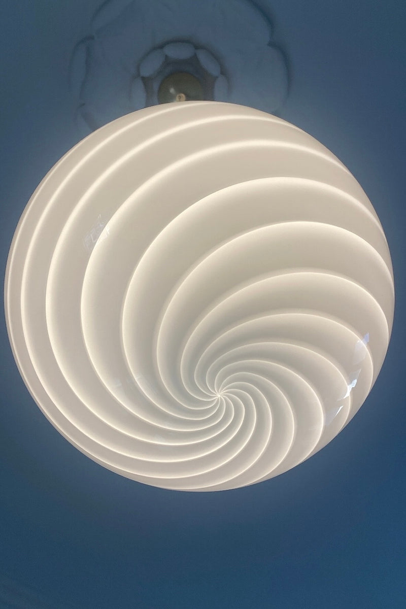 Large Murano round white swirl lamp pendant D: 40 cm