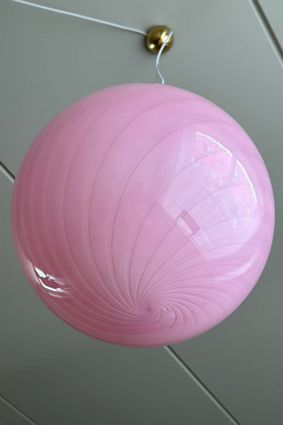 Stor Murano Candy pendel bubble gum lyserød D:40 cm