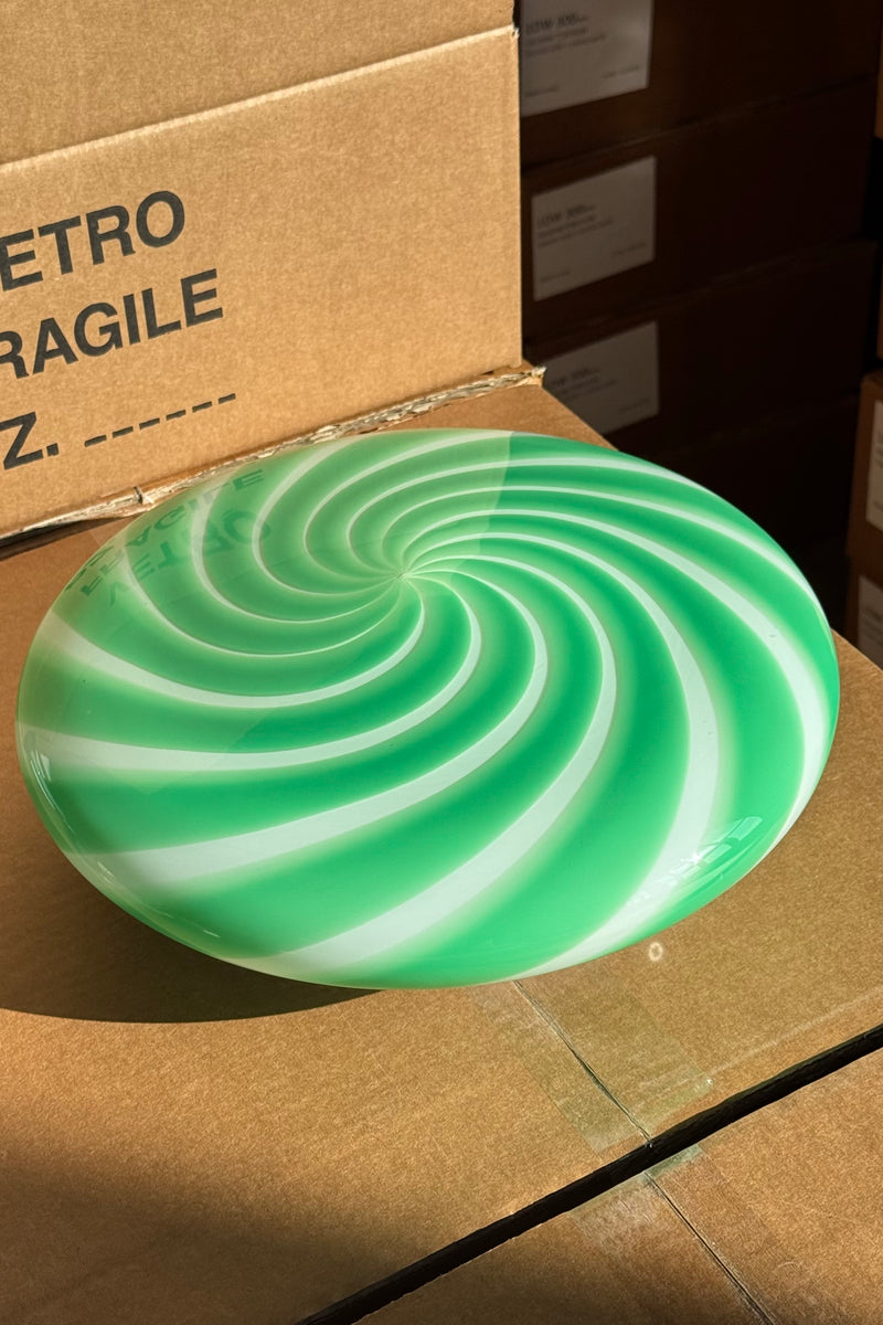 Murano Candy Plafond Green/White Swirl D: 30 cm