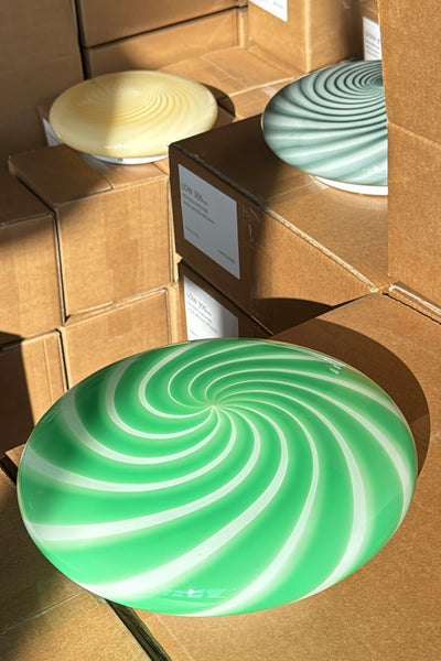 Murano Candy Plafond Green/White Swirl D: 30 cm