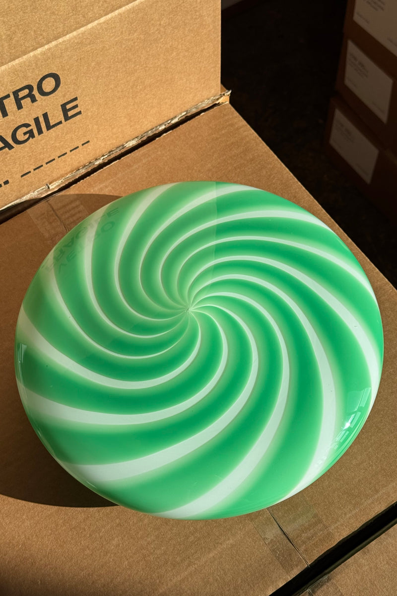 Murano Candy Plafond Green/White Swirl D: 30 cm