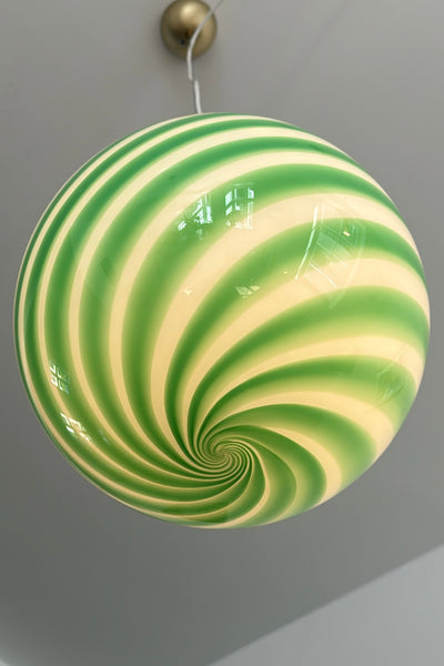 Murano Candy pendant light green/white swirl D: 30 cm