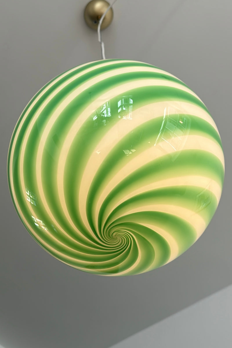 Murano Candy pendant light green/white swirl D: 30 cm