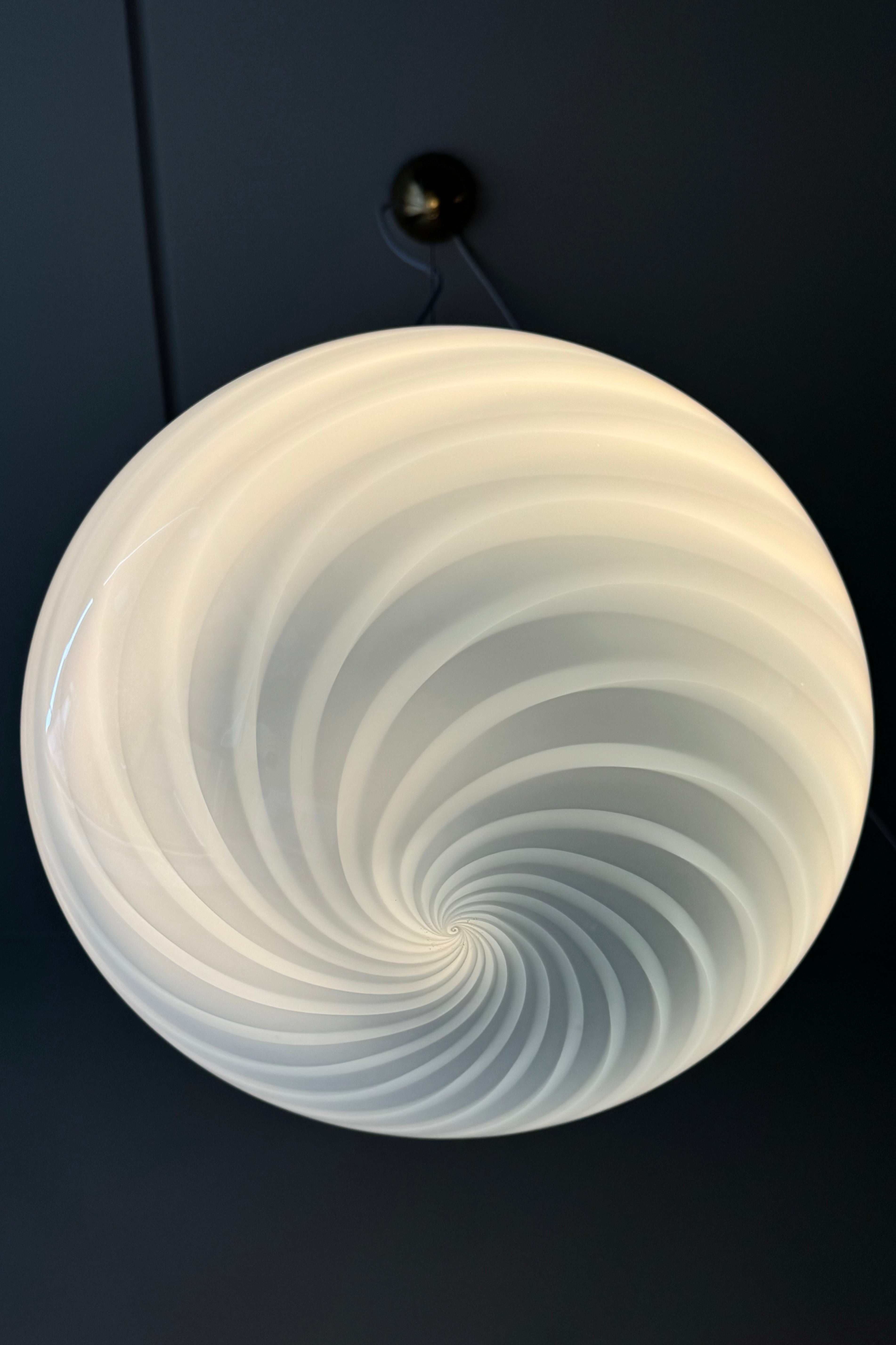 Big Murano Candy Oval Pendant Light Blue Swirl D: 40 cm