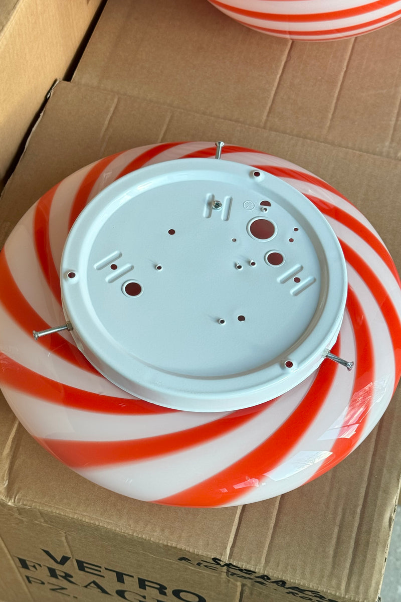 Murano Candy plafond red/white swirl D: 30 cm