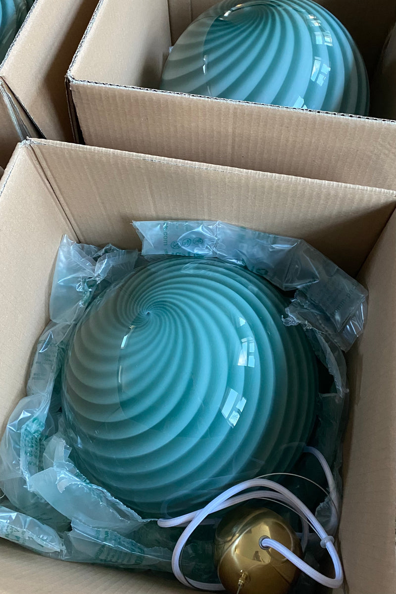 Murano Candy pendant light petroleum green swirl D:30 cm (2nd assortment - not sent)