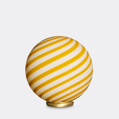 Murano Candy bordlampe gul/hvid swirl D:30 cm