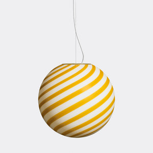 Large Murano Candy pendant yellow/white swirl D: 40 cm
