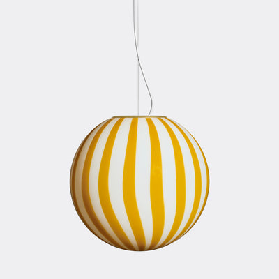 Large Murano Candy pendant yellow/white vertical stripes D: 40 cm