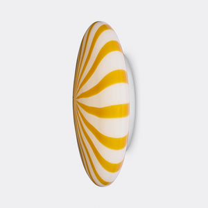 Large Murano Candy flush mount yellow/white stripes D: 40 cm
