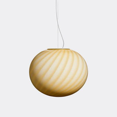 Stor Murano Candy oval pendel gul swirl D:40 cm