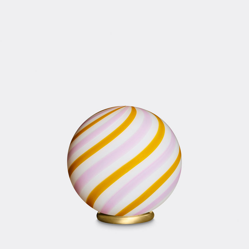 Murano Candy table lamp yellow/pink swirl D:20 cm