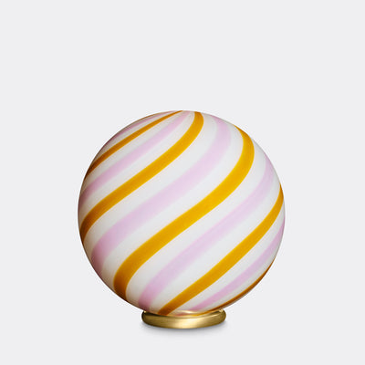 Murano Candy bordlampe gul/lyserød swirl D:30 cm