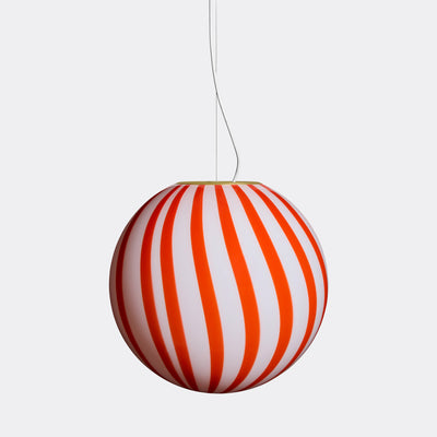 Large Murano Candy pendant red/white vertical stripes D: 40 cm