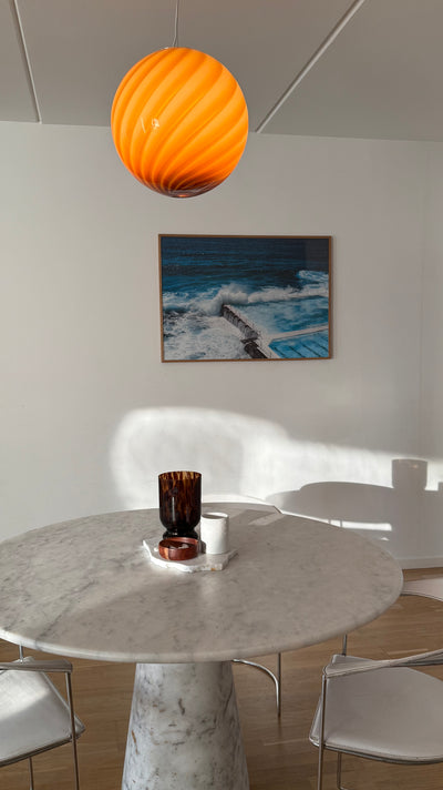 Stor Murano Candy pendel orange rav swirl D:40 cm