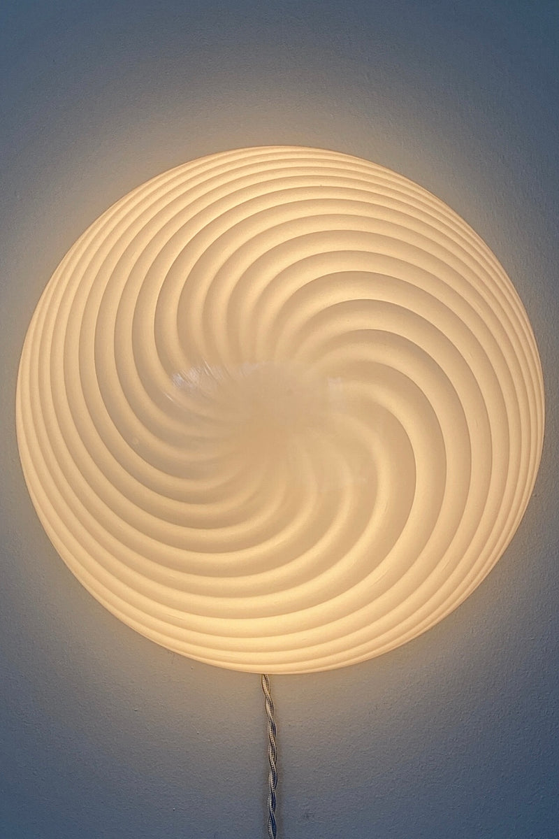 Vintage Murano white swirl plafond ceiling lamp / wall lamp D: 30 cm