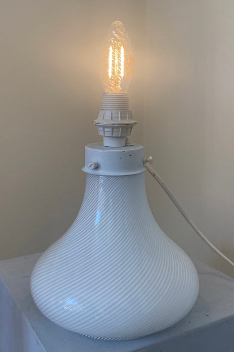 Vintage Murano white swirl lamp base H: 24 cm