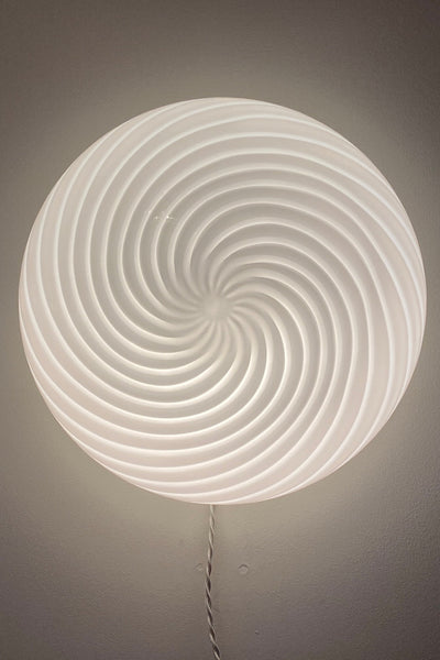 Vintage Murano white swirl ceiling lamp D: 39 cm