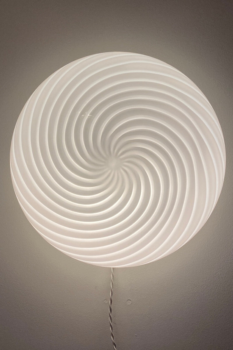 Vintage Murano white swirl ceiling lamp D: 39 cm