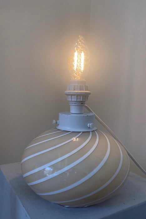Vintage Murano cream white swirl lamp base H: 20 cm