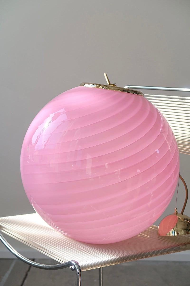 Stor Murano Candy pendel bubble gum lyserød D:40 cm