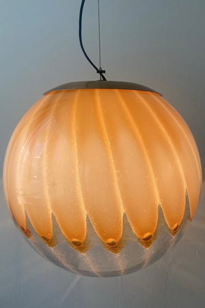 Large vintage Murano mouth-blown anemone cream pendant ceiling lamp D: 40 cm